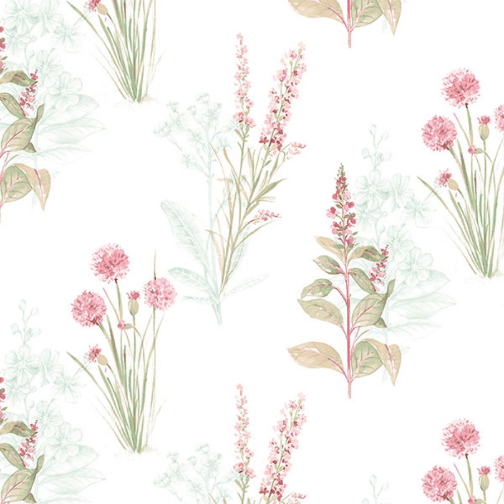Patton Wallcoverings AB42442 Flourish (Abby Rose 4) Flora Wallpaper in Pink & Greens